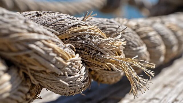 Close-up of weathered ropes texture and details, perfect for nautical or vintage themes