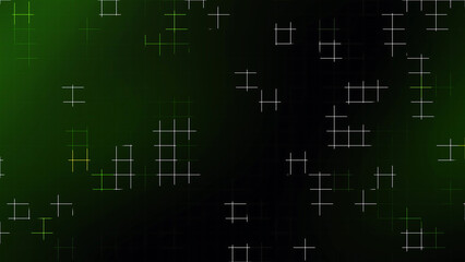 Dark Green and Black Glowing Grid Line Background with Futuristic Digital Pattern