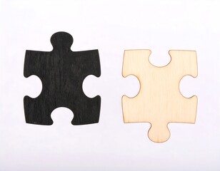 Two puzzle pieces in contrasting colors reflecting individuality and connection in problem-solving activities