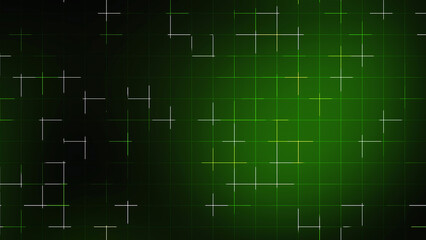 Dark Green and Black Grid Line Abstract Background with Glowing Light Effect