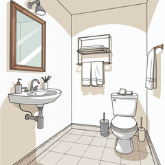 Small bathroom interior illustration 