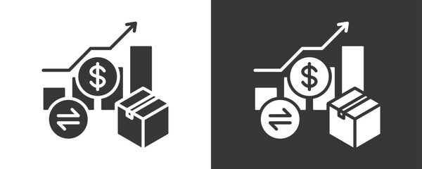 Sales Growth Icon Set Vector Collection Isolated In Black And White