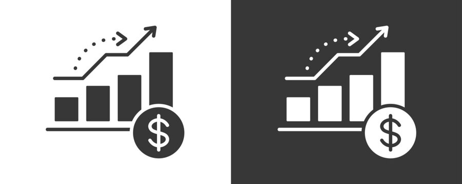Business Growth Icon Set Vector Collection Isolated In Black And White