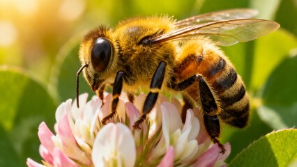 closeup of a bee on flower