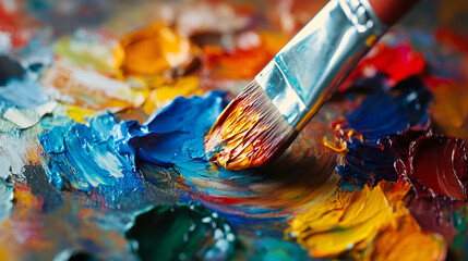watercolor paints and brushes