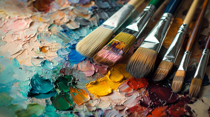 brushes and palette