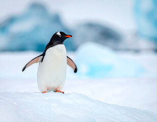 Obraz premium Full Body Wild Penguin Standing on Ice