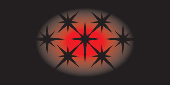 Starburst Pattern with Red Center and Black Rays in Circular Design.