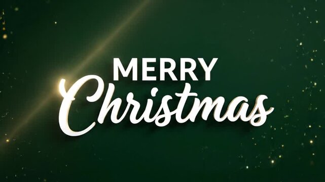 Elegant Christmas text animation on a clean green backdrop, blending bold and script fonts for a stylish &ldquo;Merry Christmas&rdquo; message. Minimalist design, soft luminous glow, and smooth video transitions.