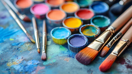 brushes and palette
