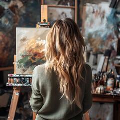 young woman in a cafe