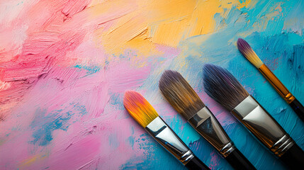 brushes and paints