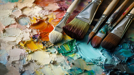 brushes and paints