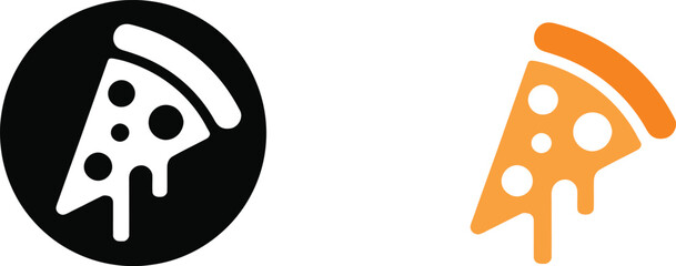 Simple Slice of Pizza with Dripping Cheese Logo Icon Vector illustration