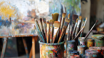 brushes and palette