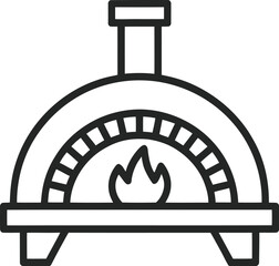 Print Traditional Wood-Fired Pizza Oven Icon for Restaurant Menu Vector illustration