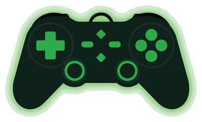 Print Dark Gaming Controller with Neon Green Glow and Futuristic Style Vector illustration