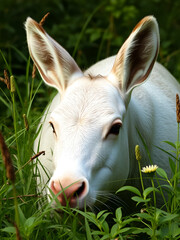 Serenidade na natureza: Entre uma cerca e verdes pastagens, um encantador e meigo burro em perfeita harmonia
