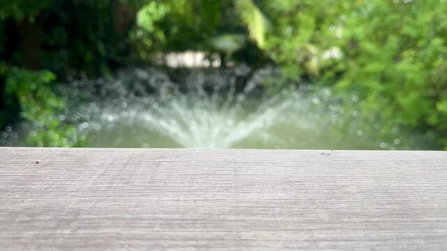 Empty wooden table with nature background