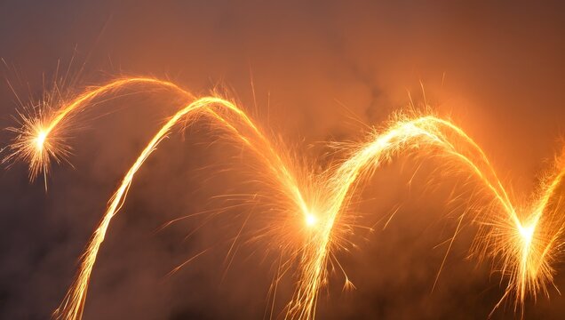 Bright long-exposure sparkler streaks forming festive abstract background.