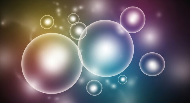 Abstract illustration of glowing floating bubbles in vibrant multicolor background perfect for - Powered by Adobe