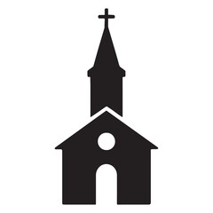 Christian church steeple silhouette icon.