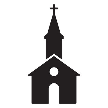 Christian church steeple silhouette icon.