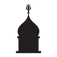 Hindu trishul temple dome silhouette icon.