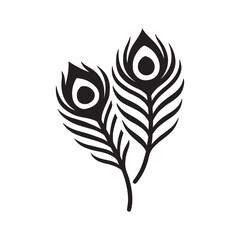 Minimal Double Peacock Feather Silhouette Vector
