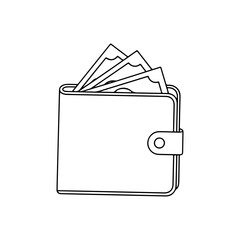 Stylish leather wallet packed with cash, symbolizing wealth and financial success