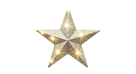 Obraz premium Illuminated glittery star decoration isolated on transparent background