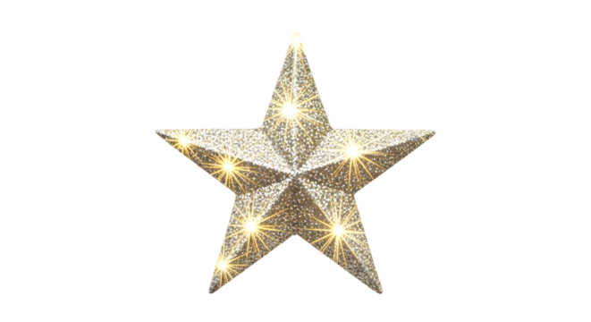 Illuminated glittery star decoration isolated on transparent background - Powered by Adobe