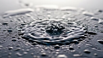 Captivating water drop impact with smooth surface ripples and reflections - Powered by Adobe