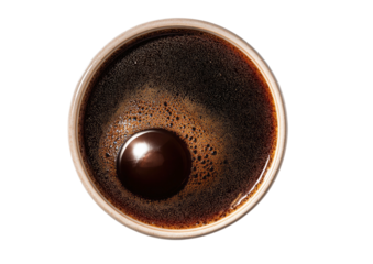 Coffee cup, dark brew swirling in a round shape