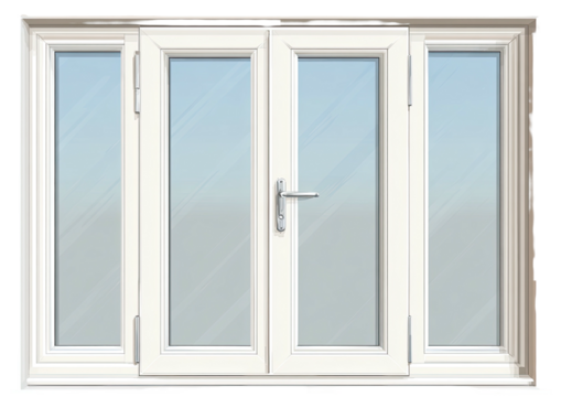 White door with sidelights and glass panels