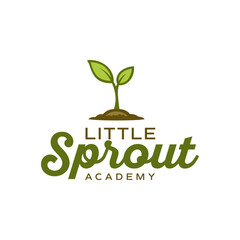 Cute sprout growing from soil, symbolizing learning, growth, and early education. Perfect for schools, kids programs, and nature-themed branding. Editable Vector File
