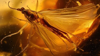 foolishness. Ancient insect preserved in clear amber, natural golden translucent resin. wildlife magazines, conservation campaigns, designed for wildlife conservation campaigns, used by ux designers.