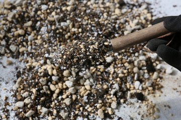 making a handamde soil mix special for a cactus arrangement pot