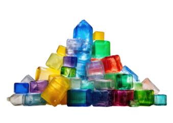 Colorful cube pyramid, crystal-like, layered