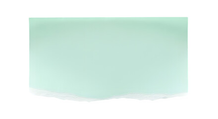 A light green rectangle with a torn bottom edge against a black background in a studio shot