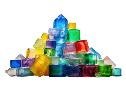 Colorful cube pyramid, crystal-like, layered