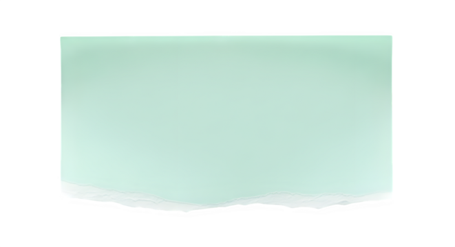 A light green rectangle with a torn bottom edge against a black background in a studio shot