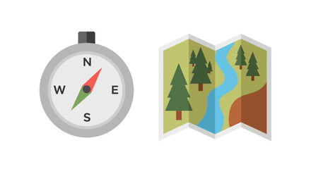 Compass and Map for Navigation and Outdoor Exploration.
