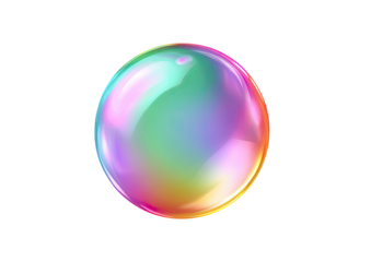 Iridescent sphere with colorful reflections on a black background