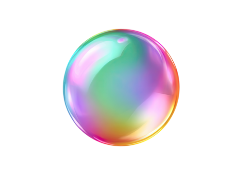 Iridescent sphere with colorful reflections on a black background