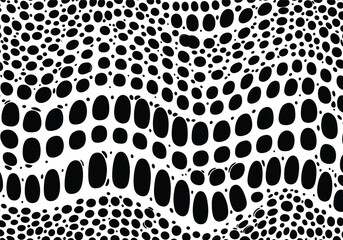 Abstract black and white warped dotted pattern vector illustration, optical illusion background for graphic design, modern art, texture, and decorative concept