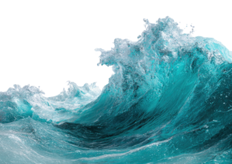 Aqua wave crests, curls, and sprays against a dark background