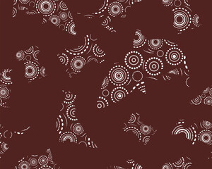 Australian Seamless Pattern Shark Koala Kangaroo Cockatoo Black and White Background Wallpaper