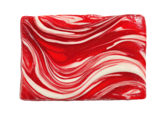Swirled, red-white rectangular object, candy cane feel