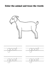 Learning Worksheet Goat Coloring Tracing